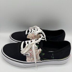 Vans Women's Winter Floral Black / White Lace up Sneaker Size 8.5